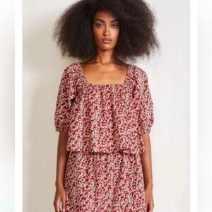 Apiece Apart Gali Red Floral Top